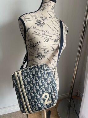 Dior Galliano Era 2000’s Blue Oblique Canvas Crossbody Bag